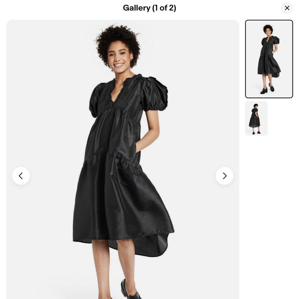 KIKA VARGAS FOR‎ TARGET PUFFED SLEEVE TIERED MIDI DRESS IN BLACK